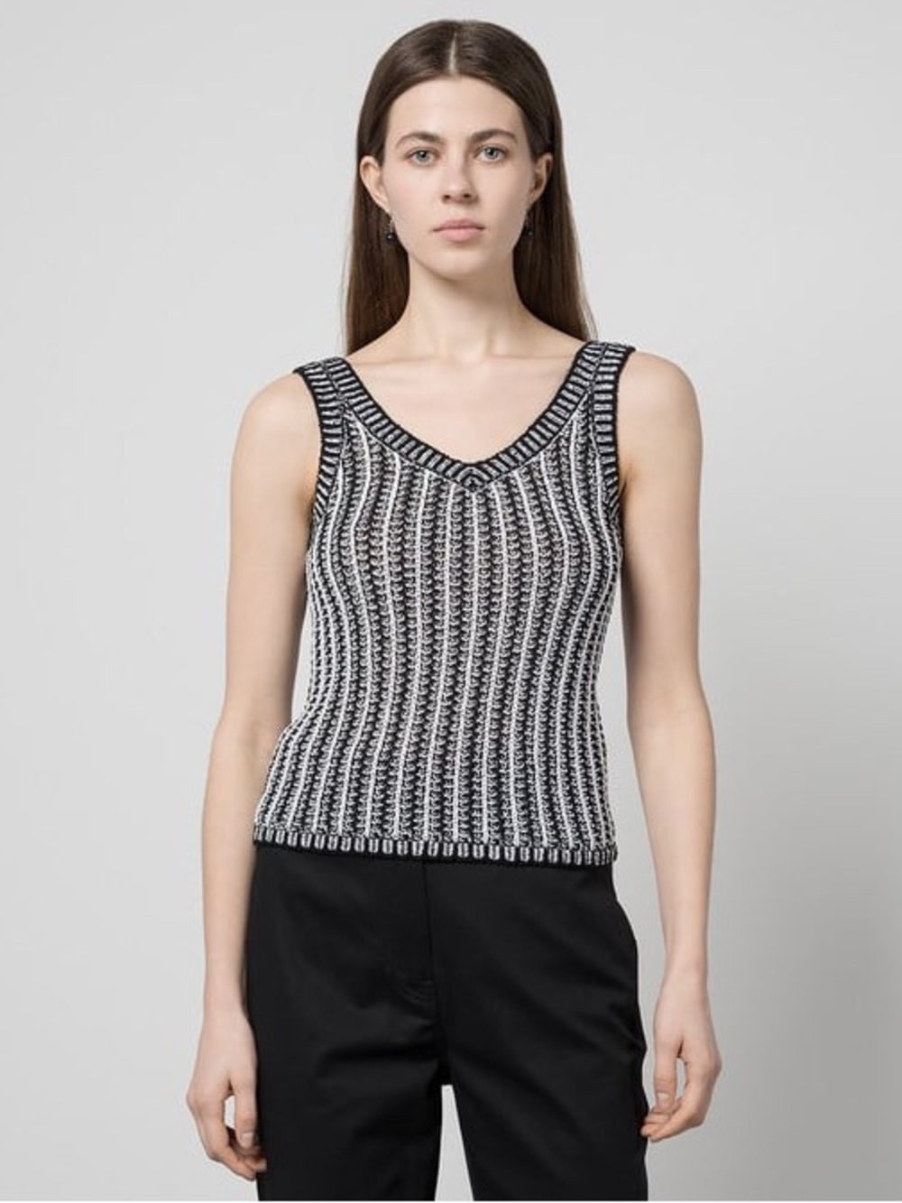 Max Mara Arrigo Black White Knitted Sweater Tank sz Small